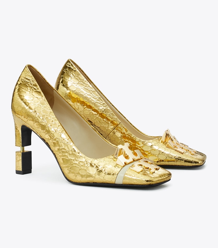 TORY BURCH SPLIT DOUBLE T PUMP - Gold