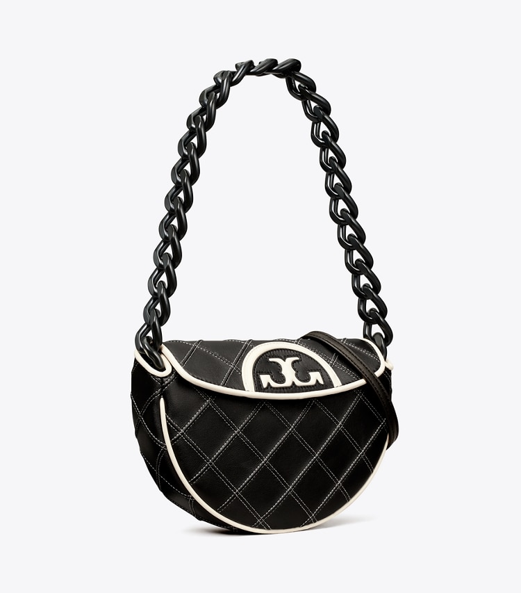 TORY BURCH MINI FLEMING SOFT CRESCENT BAG - Black