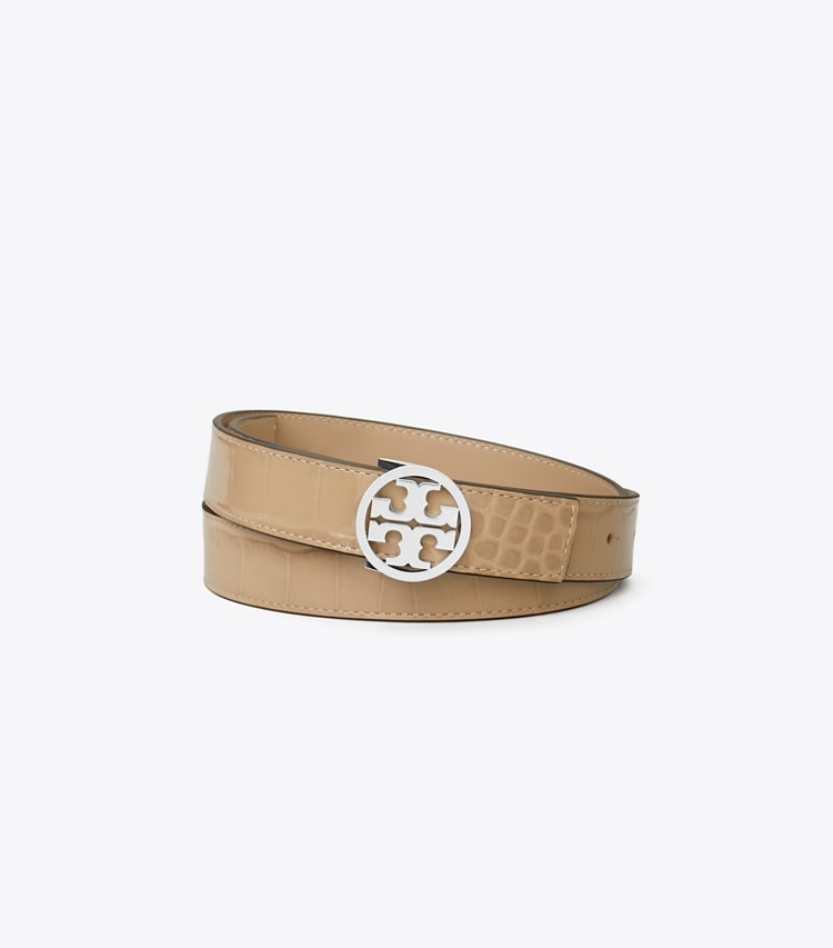 TORY BURCH 1"MILLER CROC BELT - Terre / Silver