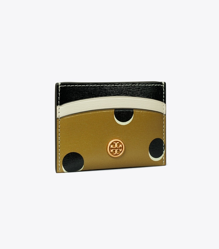 TORY BURCH ROBINSON DOTTED CARD CASE - Taupe Loop Dot