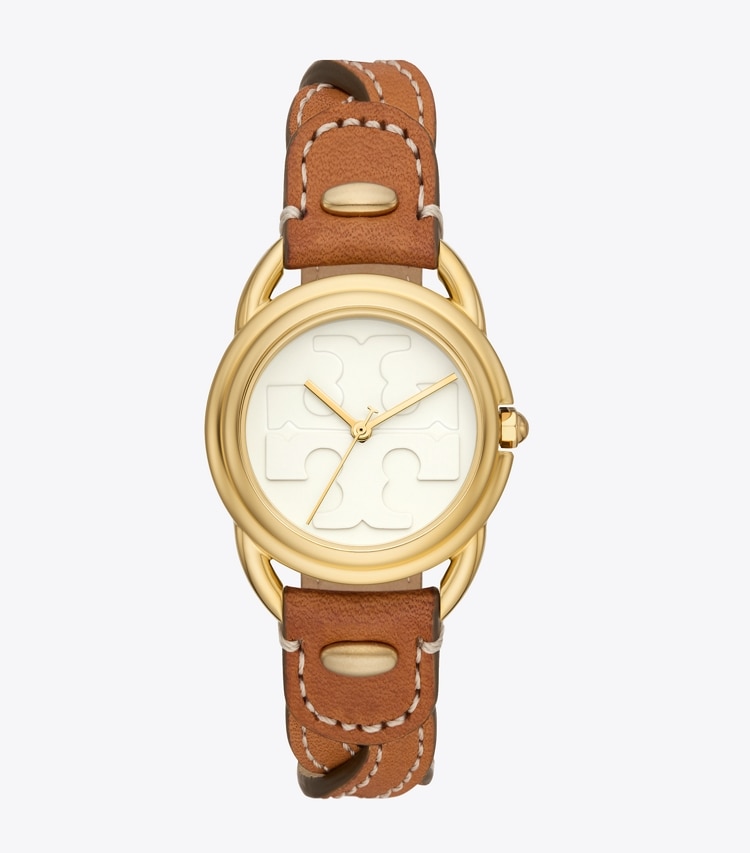 TORY BURCH MILLER WATCH, LEATHER/GOLD-TONE STAINLESS STEEL - Ivory/Cammello