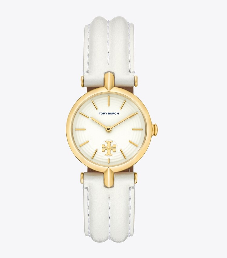 TORY BURCH KIRA WATCH, LEATHER/GOLD-TONE STAINLESS STEEL - Ivory/Gold