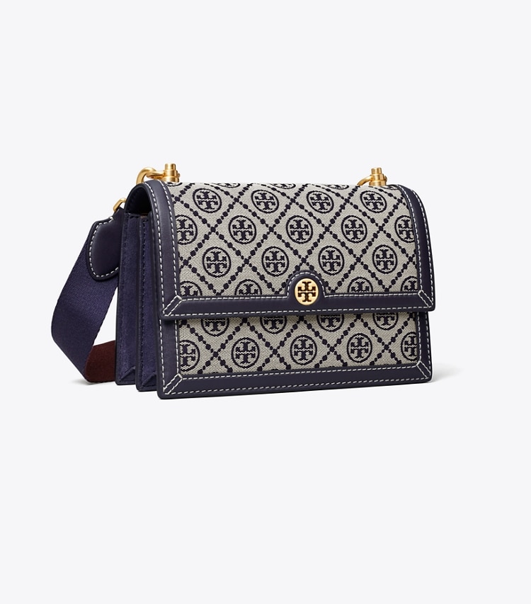 TORY BURCH SMALL T MONOGRAM SHOULDER BAG - Tory Navy