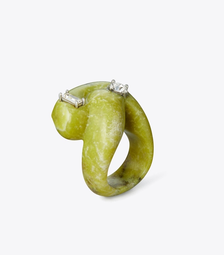 TORY BURCH CARVED SEMI-PRECIOUS RING - Jade