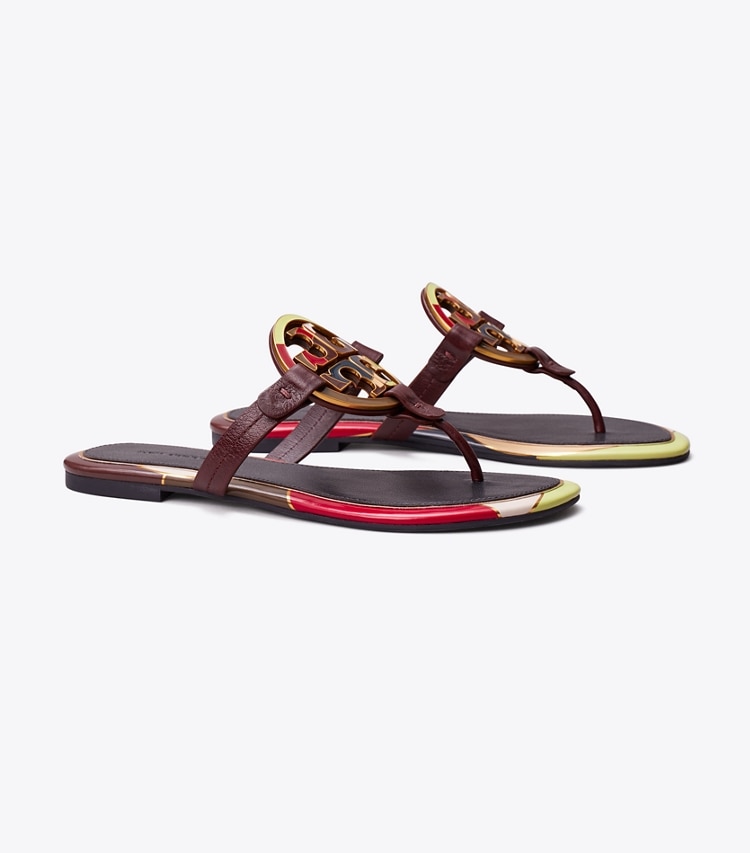 TORY BURCH MILLER ENAMEL LOGO SANDAL - Plum