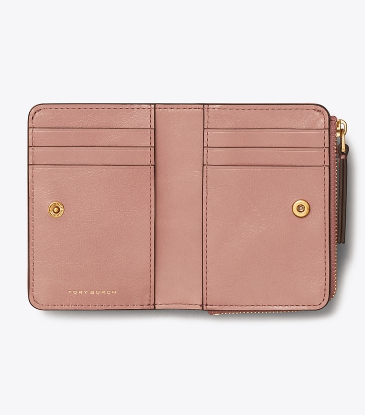 TORY BURCH KIRA MOTO QUILT BI-FOLD WALLET - Pink Magnolia