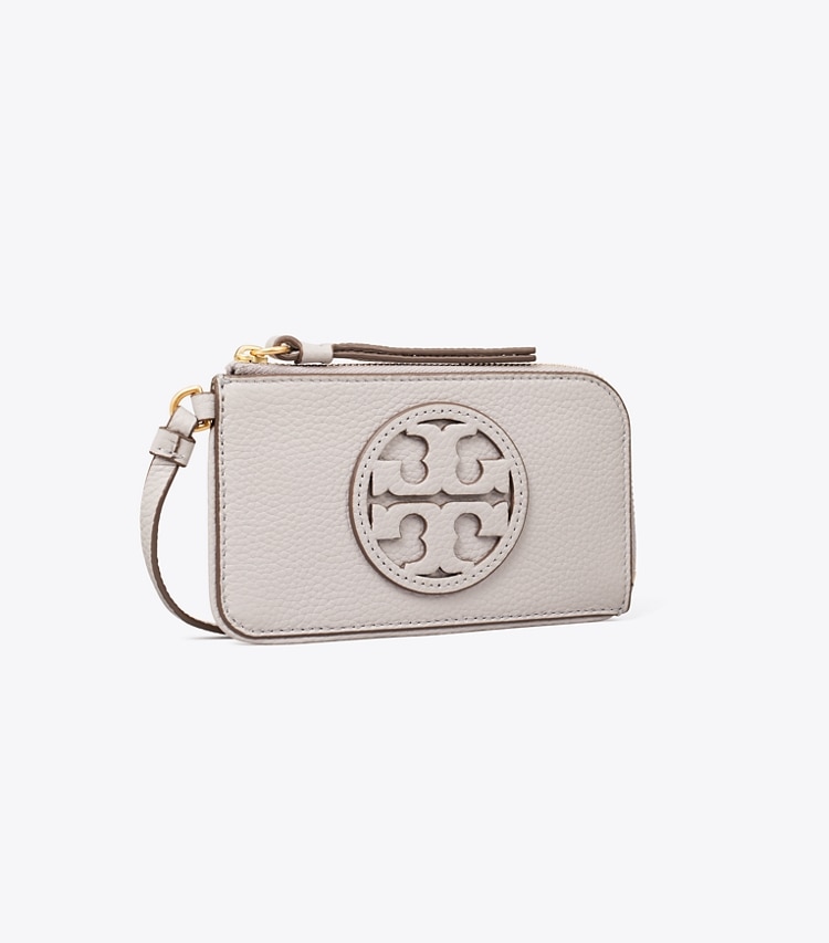 TORY BURCH MILLER ZIP CARD CASE - Bay Gray