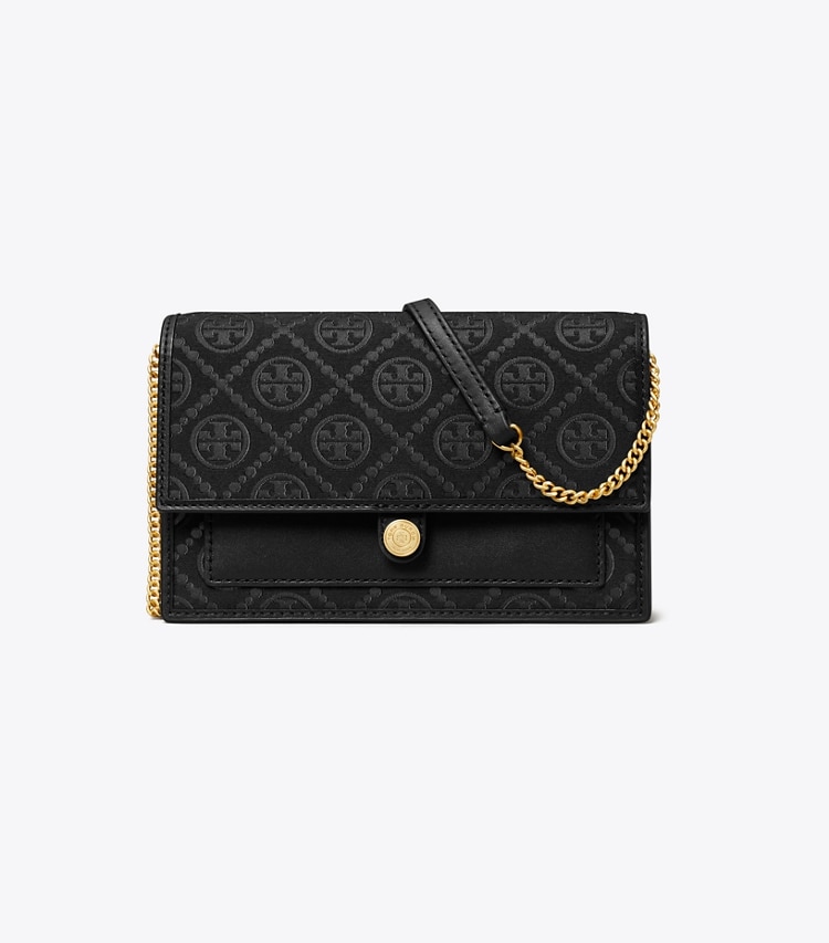 TORY BURCH T MONOGRAM CHAIN WALLET - Black