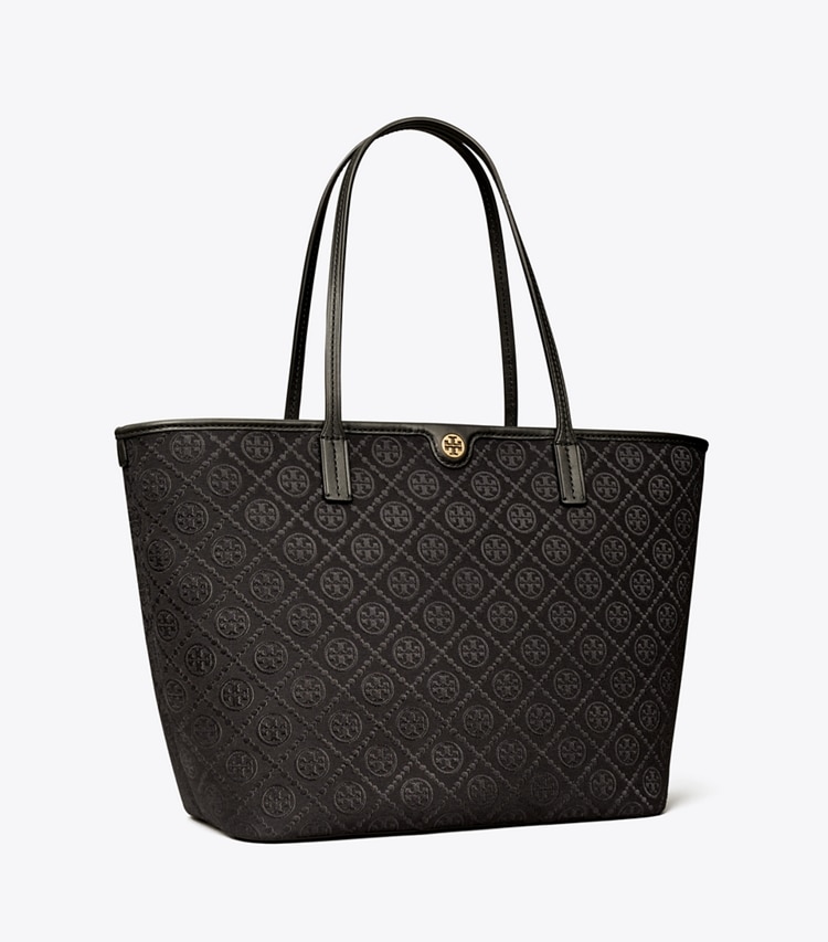 TORY BURCH T MONOGRAM ZIP TOTE - Black