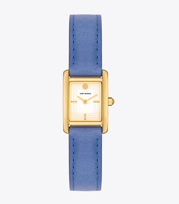 TORY BURCH MINI ELEANOR WATCH, LEATHER/GOLD-TONE STAINLESS STEEL - Cobalt