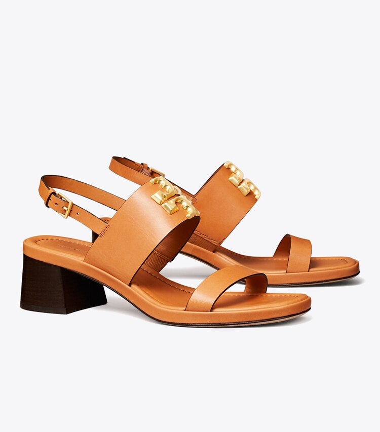 TORY BURCH ELEANOR HEEL SANDAL - Brandy