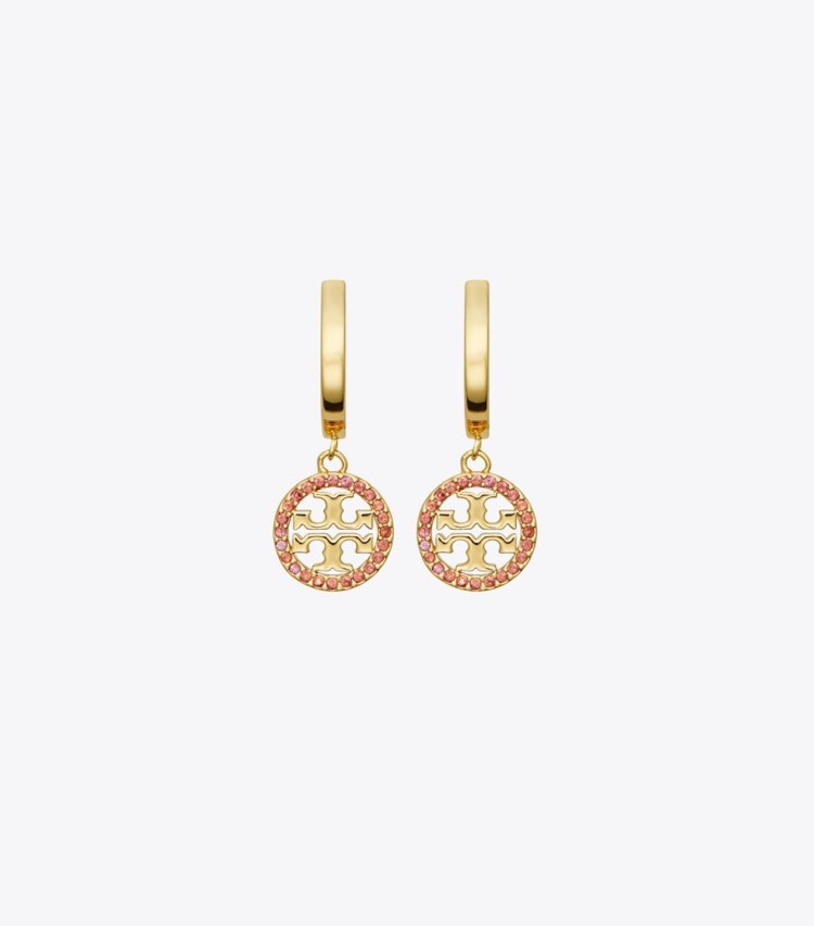 TORY BURCH MILLER PAVe HOOP EARRING - Tory Gold / Ruby