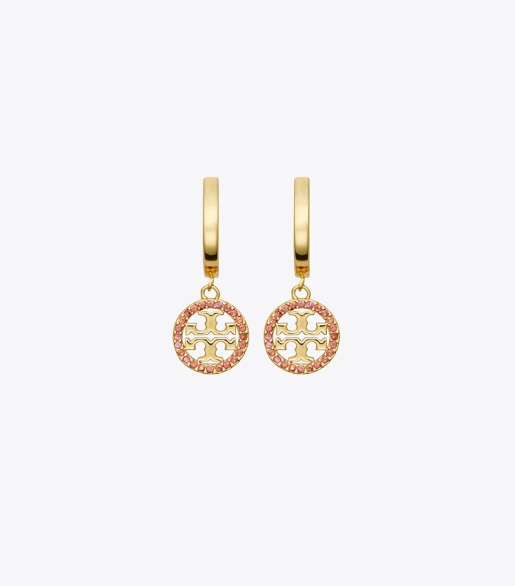 TORY BURCH MILLER PAVe HOOP EARRING - Tory Gold / Ruby
