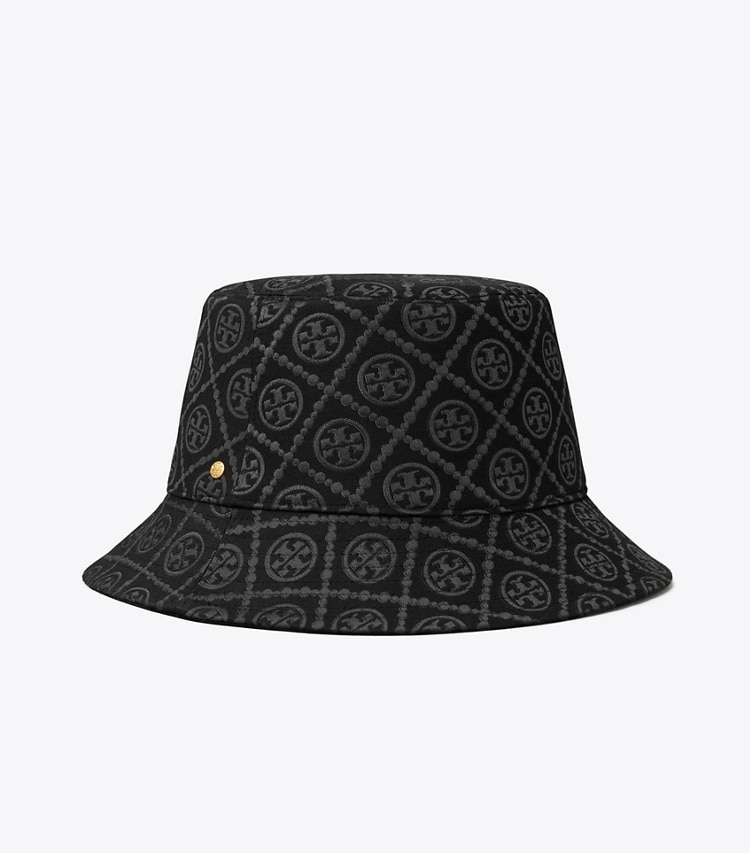 TORY BURCH T MONOGRAM BUCKET HAT - Black