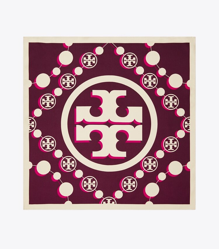 TORY BURCH T MONOGRAM SILK NECKERCHIEF - Evening Wine