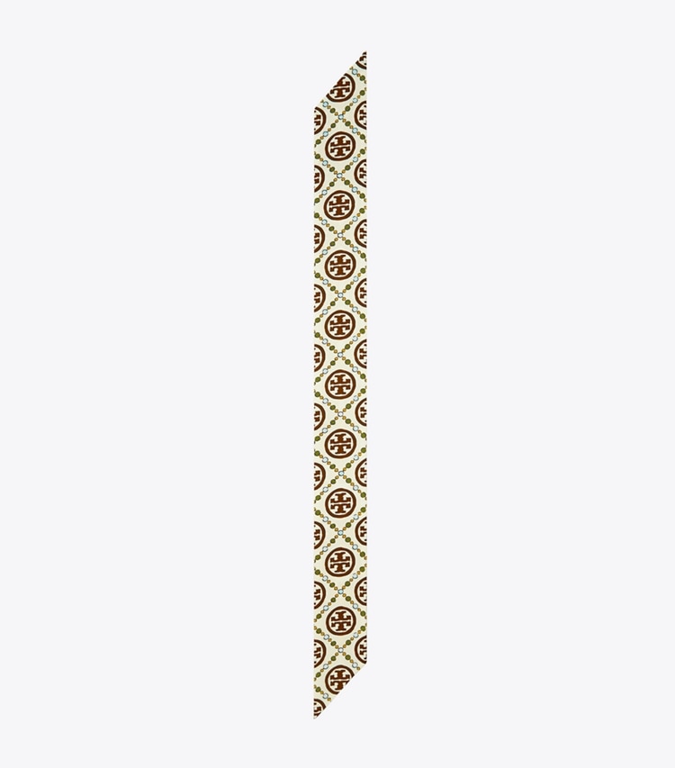 TORY BURCH T MONOGRAM RIBBON TIE - Olive