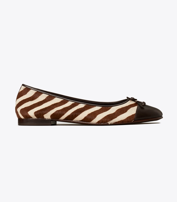 TORY BURCH CAP-TOE BALLET - Zebra / Coco