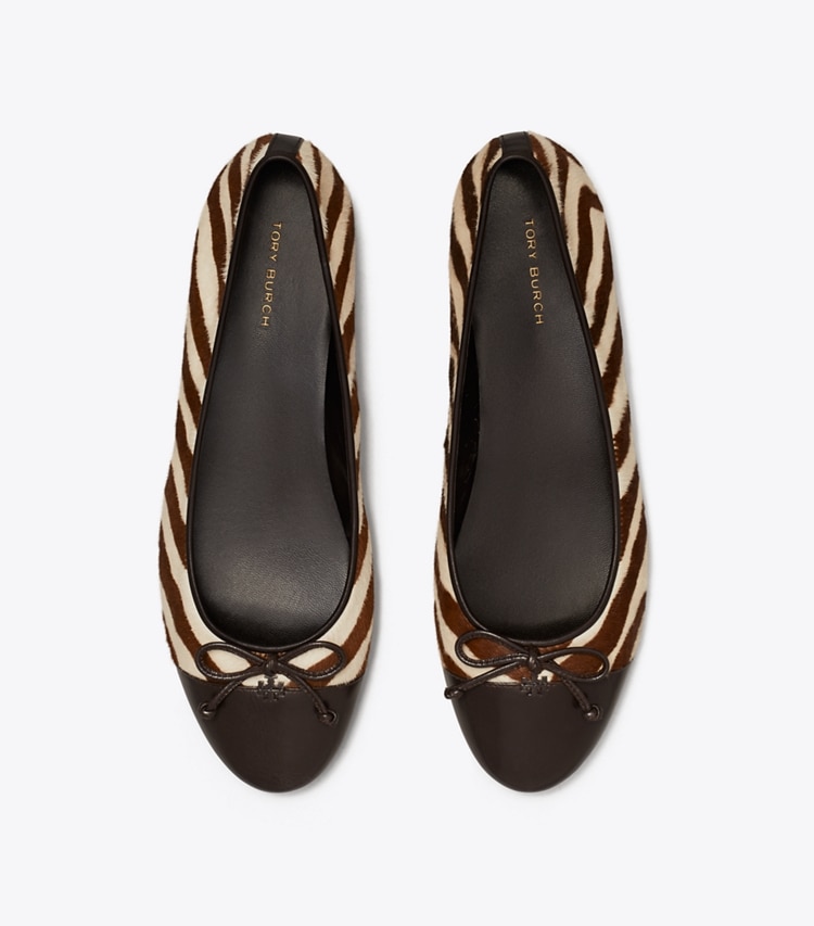 TORY BURCH CAP-TOE BALLET - Zebra / Coco