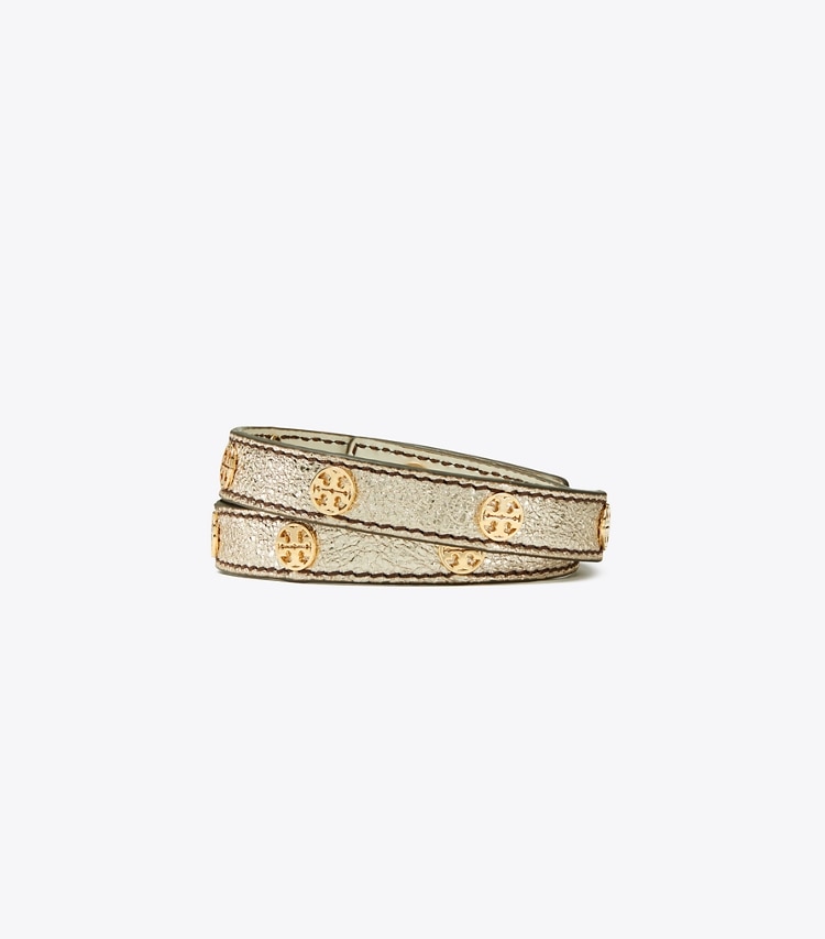 TORY BURCH MILLER DOUBLE-WRAP BRACELET - Tory Gold / White Gold