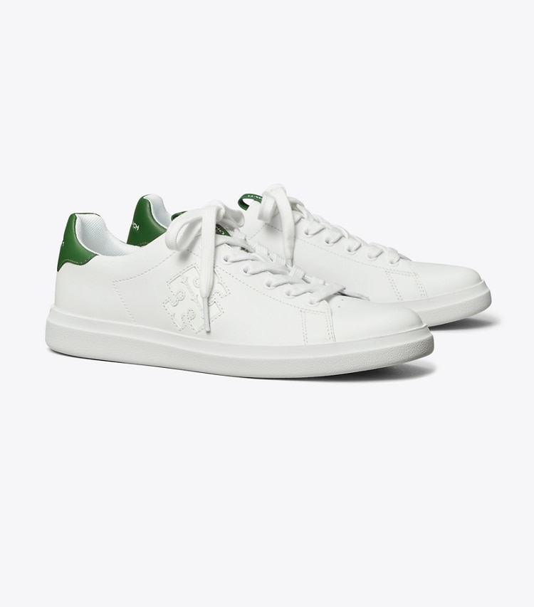 TORY BURCH DOUBLE T HOWELL COURT SNEAKER - White / Arugula Green