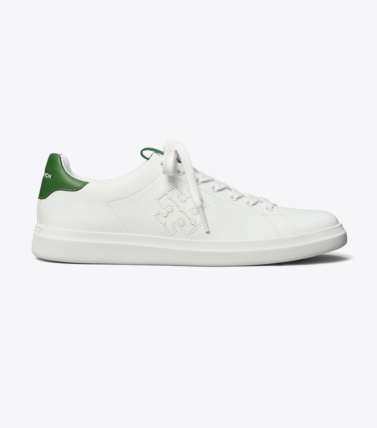 TORY BURCH DOUBLE T HOWELL COURT SNEAKER - White / Arugula Green