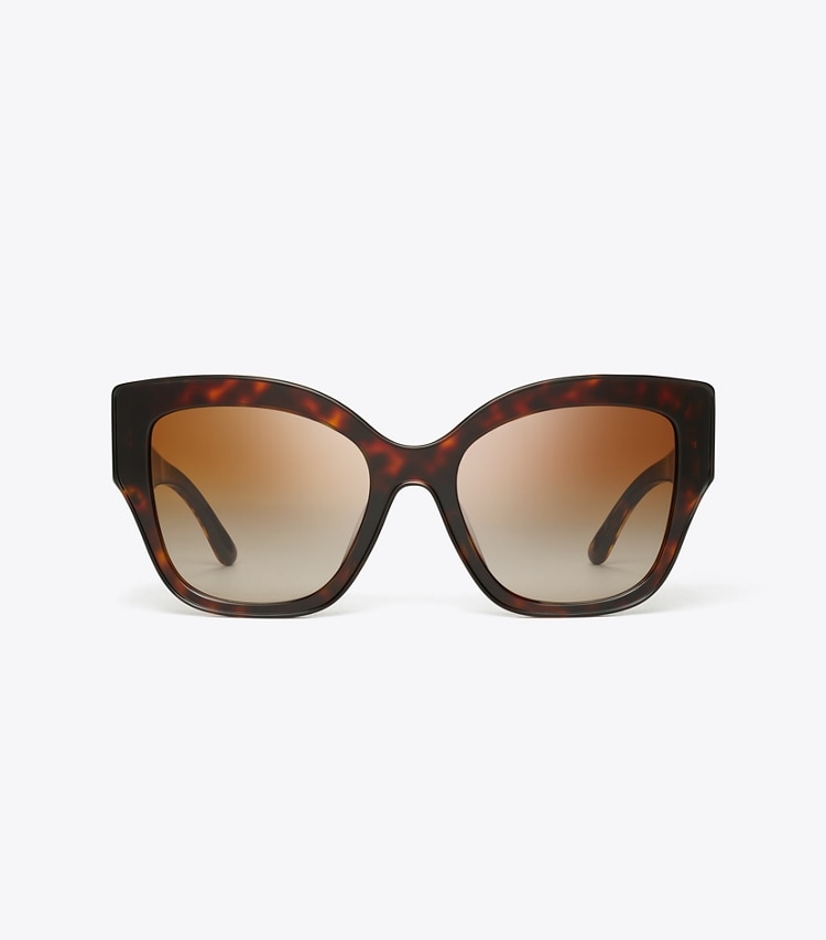 TORY BURCH OVERSIZED CAT-EYE SUNGLASSES - Dark Tortoise/Brown Gradient