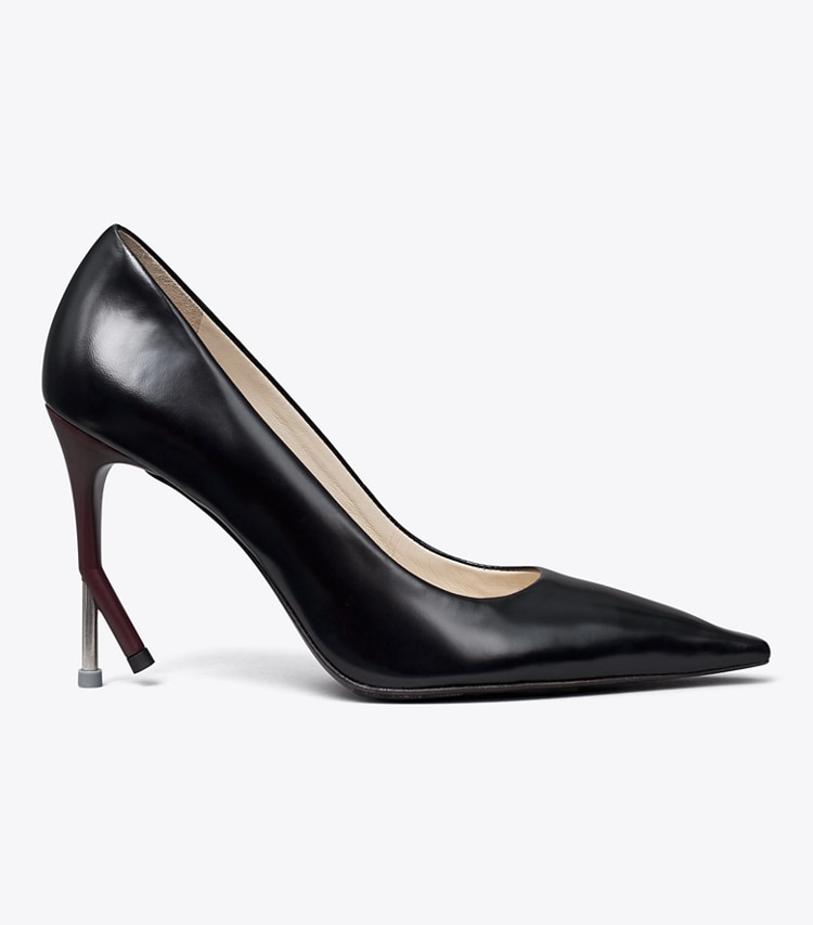 TORY BURCH BROKEN HEEL PUMP - Perfect Black / Dark Carmine