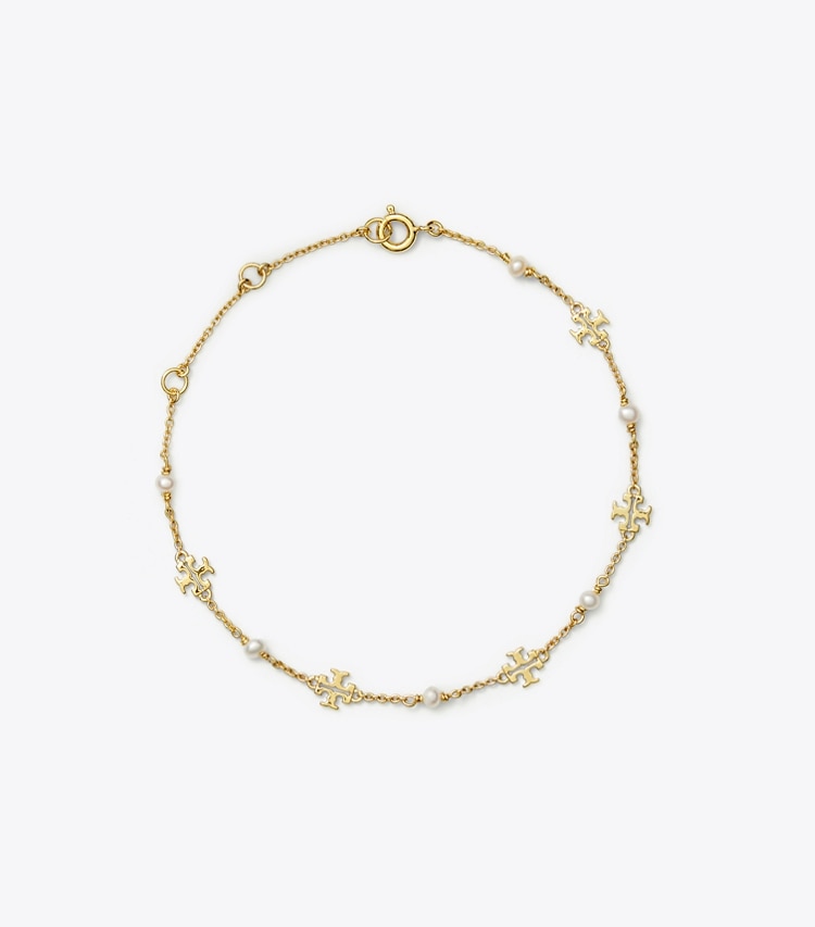 TORY BURCH KIRA PEARL DELICATE CHAIN BRACELET - Tory Gold / Pearl