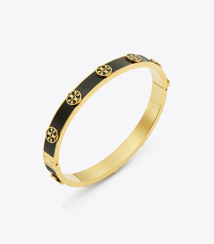 TORY BURCH MILLER STUD ENAMEL HINGED BRACELET - Tory Gold / Black