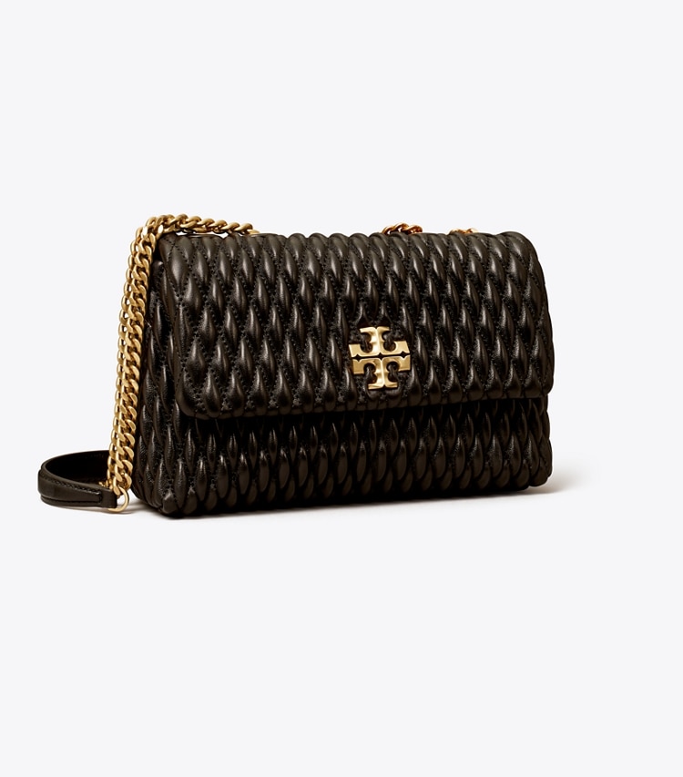 TORY BURCH SMALL KIRA RUCHED CONVERTIBLE SHOULDER BAG - Black / Gold