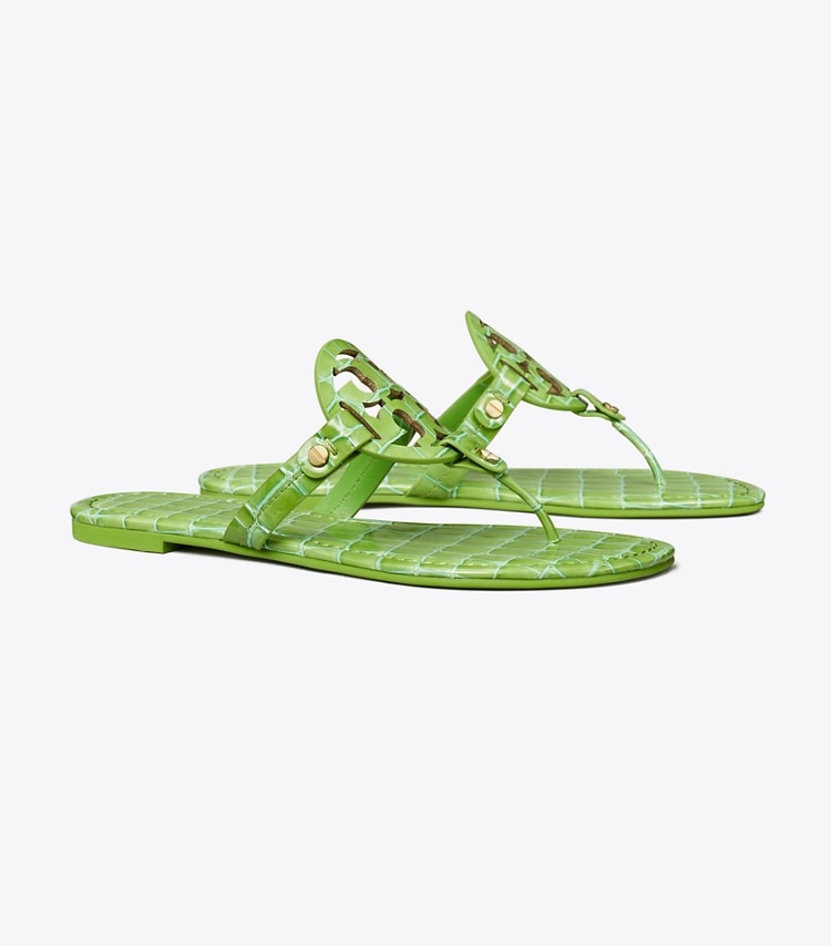 TORY BURCH MILLER CROC EMBOSSED LEATHER SANDAL - Jolly Green