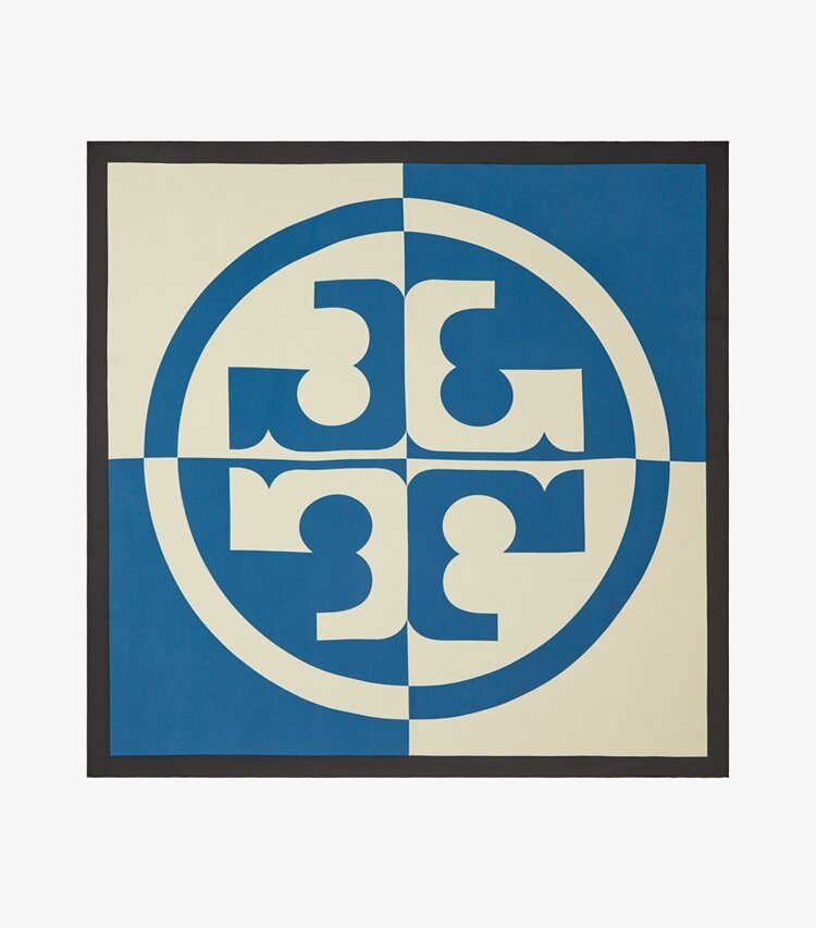 TORY BURCH COLOR BLOCK LOGO DOUBLE SIDED SQUARE - Color Block Logo Blue