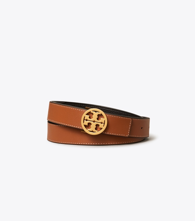 TORY BURCH 1"MILLER REVERSIBLE BELT - Black / Classic Cuoio / Gold