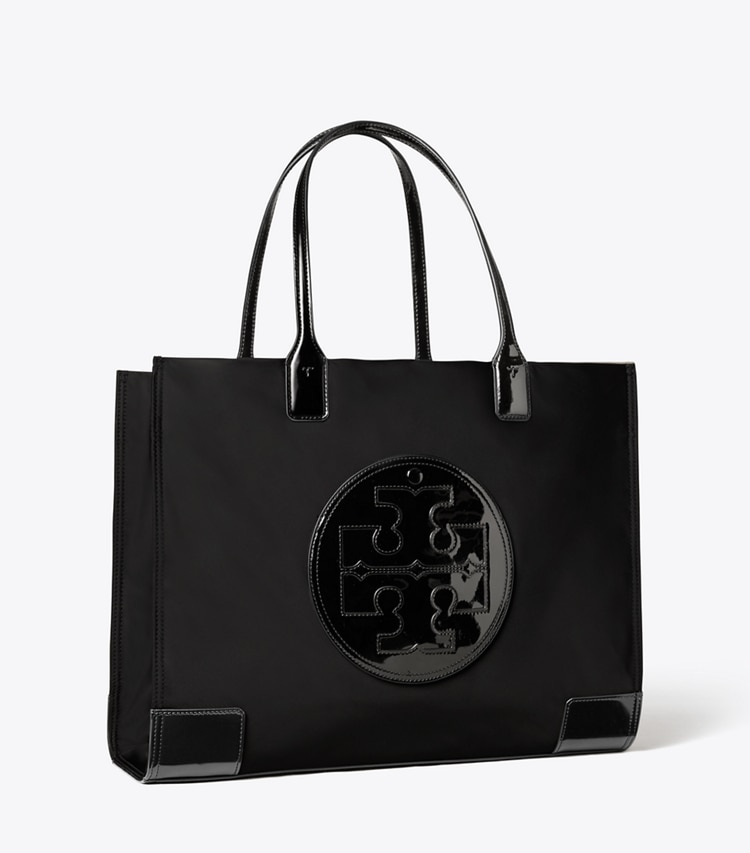 TORY BURCH ELLA PATENT TOTE BAG - Black