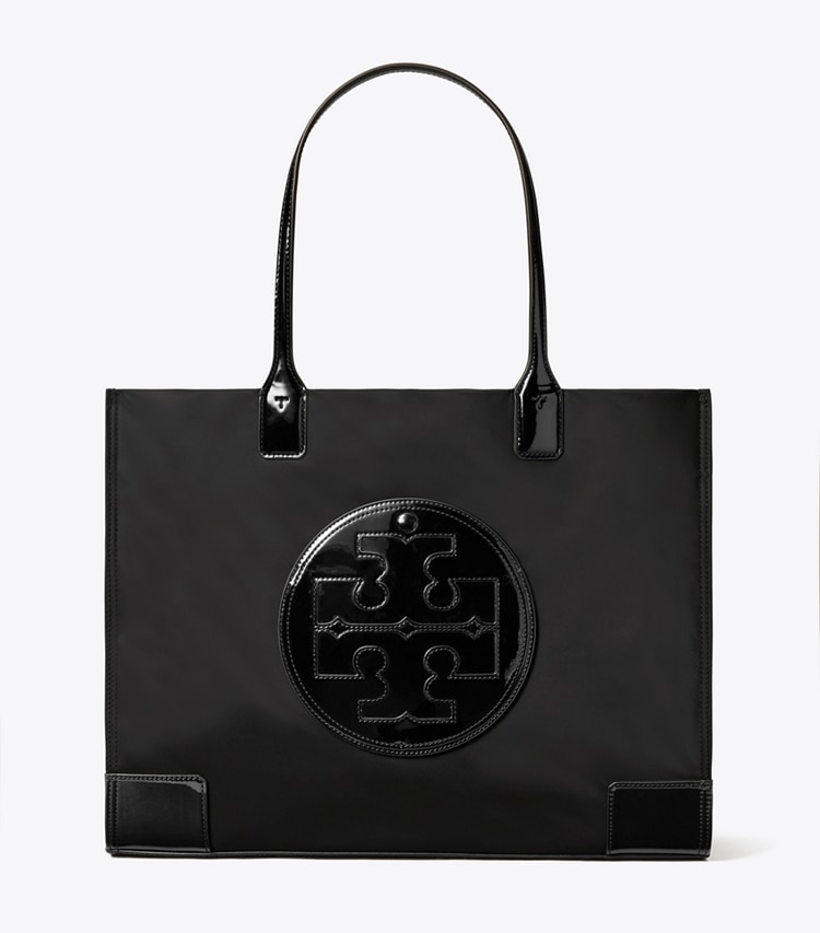 TORY BURCH ELLA PATENT TOTE BAG - Black