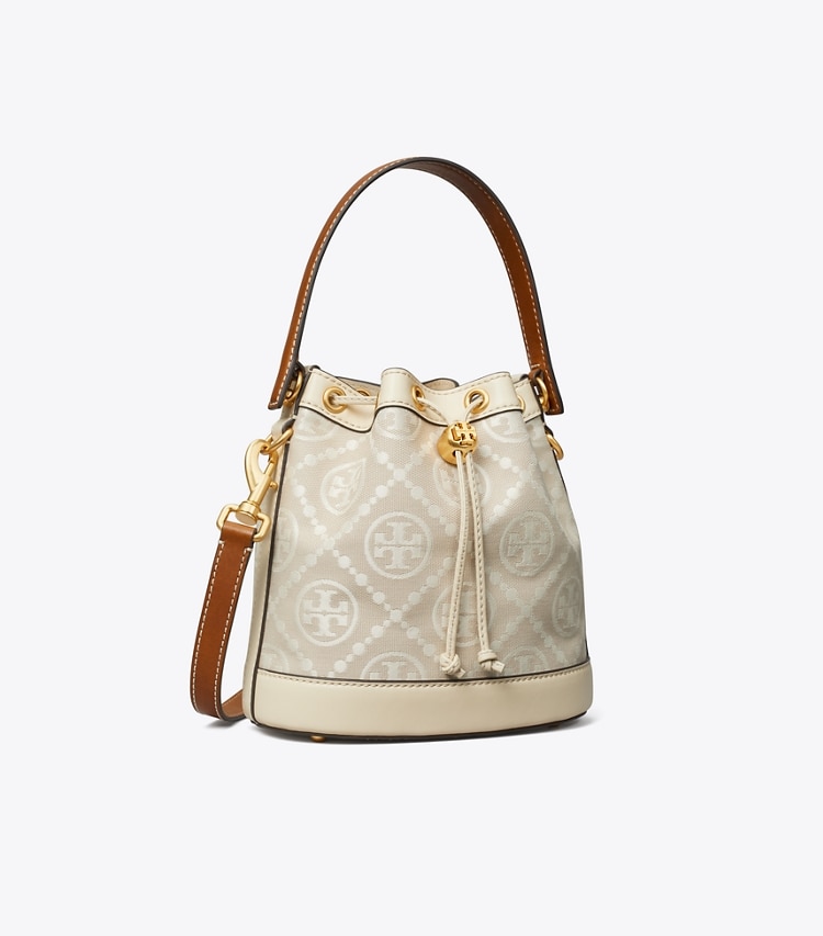 TORY BURCH T MONOGRAM BUCKET BAG - Ivory