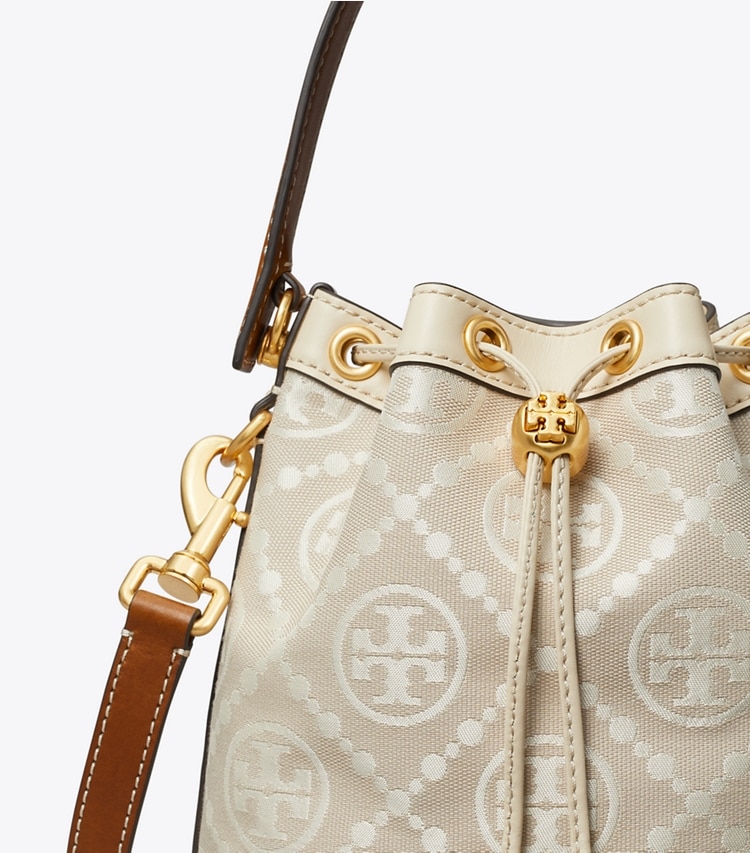 TORY BURCH T MONOGRAM BUCKET BAG - Ivory - Click Image to Close