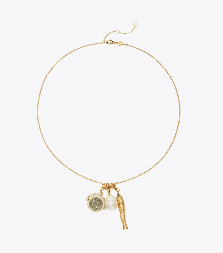 TORY BURCH CHARM PENDANT NECKLACE - Tory Gold