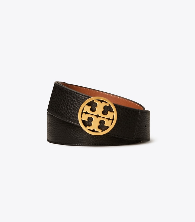 TORY BURCH 1.5"MILLER REVERSIBLE BELT - Black / Classic Cuoio / Gold