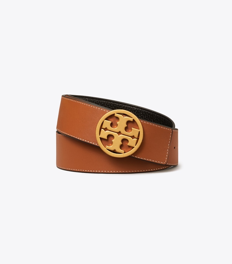 TORY BURCH 1.5"MILLER REVERSIBLE BELT - Black / Classic Cuoio / Gold