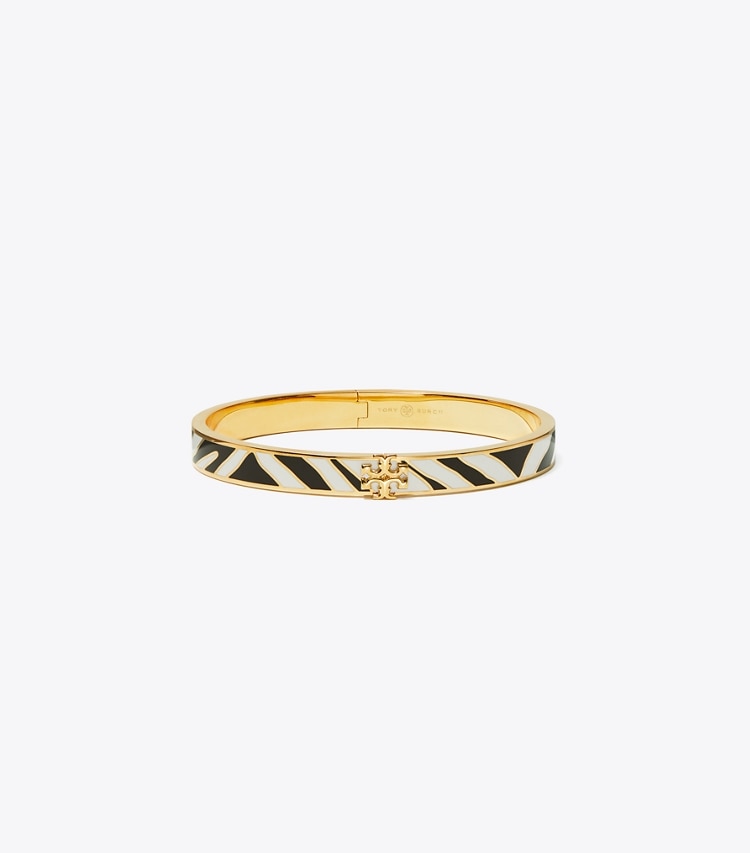 TORY BURCH KIRA ENAMEL 7MM BRACELET - Tory Gold / Zebra