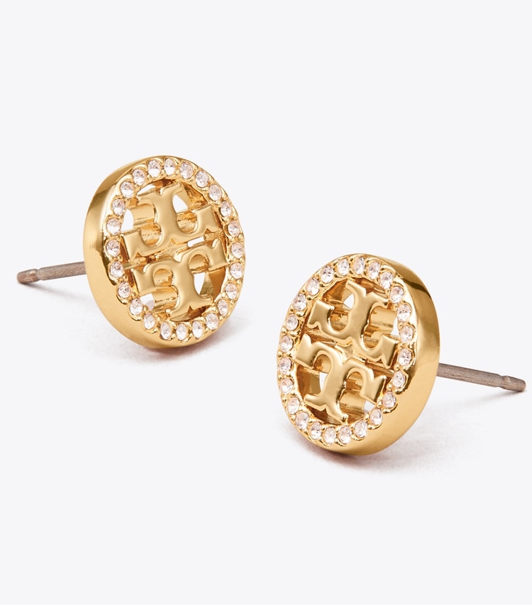 TORY BURCH MILLER PAVe STUD EARRING - Tory Gold/Crystal