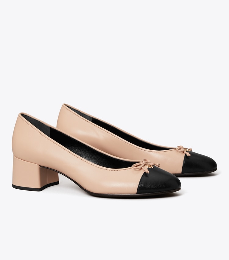 TORY BURCH CAP-TOE PUMP - Rose Pink / Perfect Black