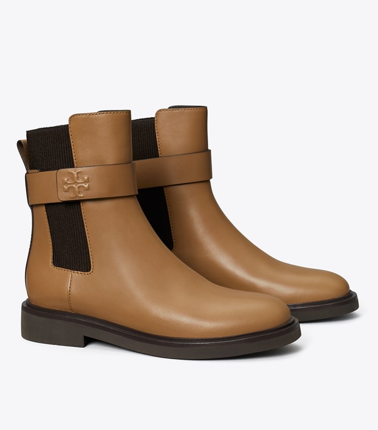 TORY BURCH DOUBLE T CHELSEA BOOT - Almond Flour / Coco - Click Image to Close