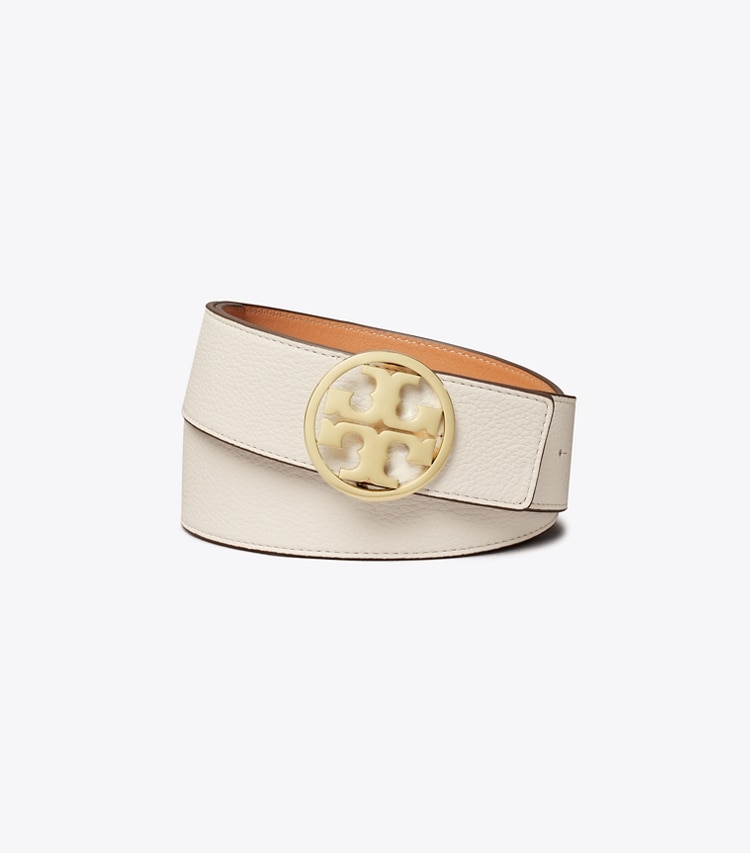 TORY BURCH 1.5"MILLER REVERSIBLE BELT - New Ivory / Natural Vachetta / Gold