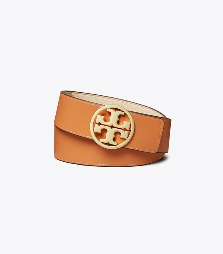 TORY BURCH 1.5"MILLER REVERSIBLE BELT - New Ivory / Natural Vachetta / Gold