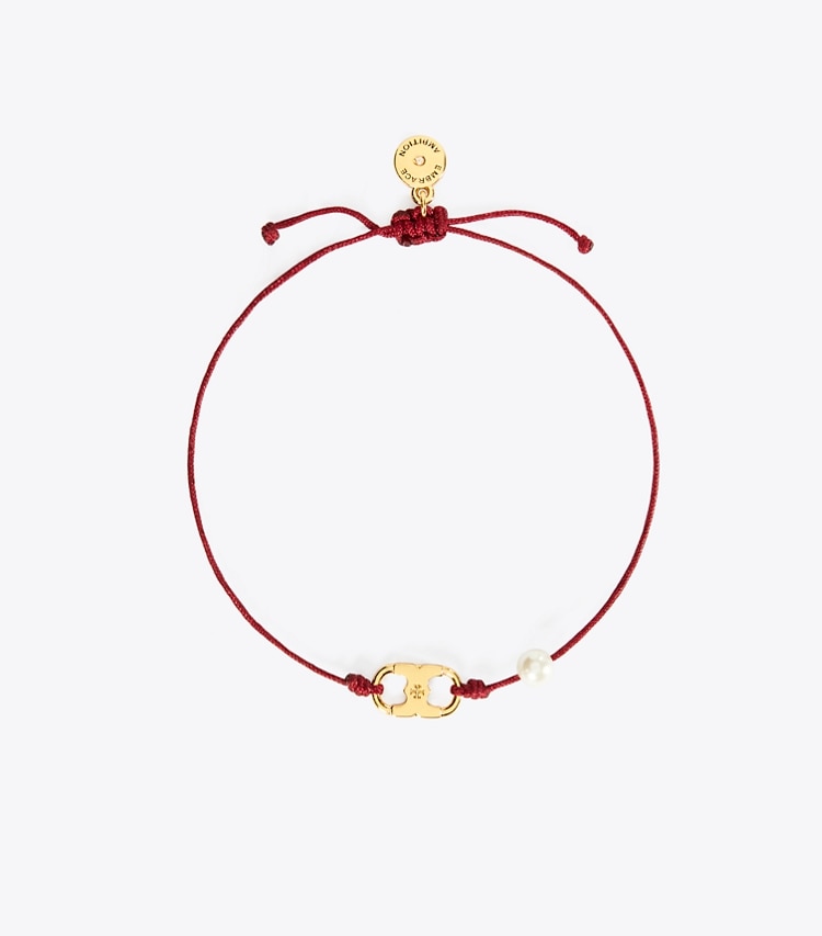 TORY BURCH EMBRACE AMBITION BRACELET - Tory Gold / Burgundy / Cream