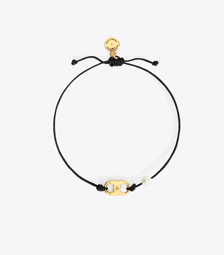 TORY BURCH EMBRACE AMBITION BRACELET - Tory Gold / Black / Cream