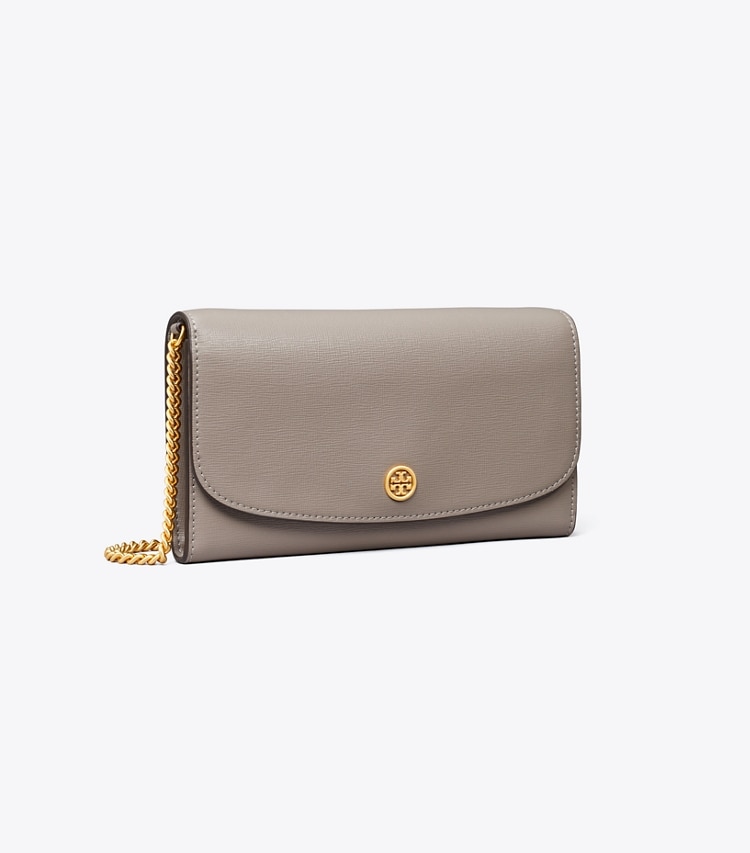 TORY BURCH ROBINSON CHAIN WALLET - Gray Heron