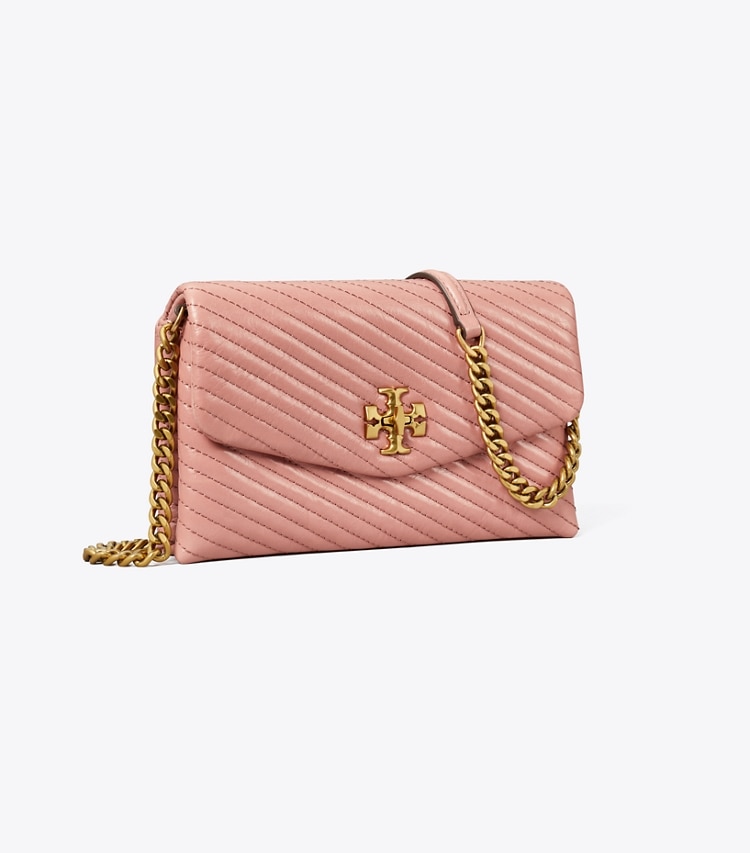 TORY BURCH KIRA MOTO QUILT CHAIN WALLET - Pink Magnolia